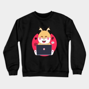 Kawaii shiba inu dog working from home Crewneck Sweatshirt